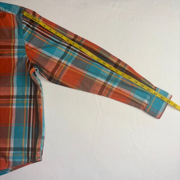 Rockies Orange and Blue Plaid Button-Up Shirt - Size M - Picture 8 of 13